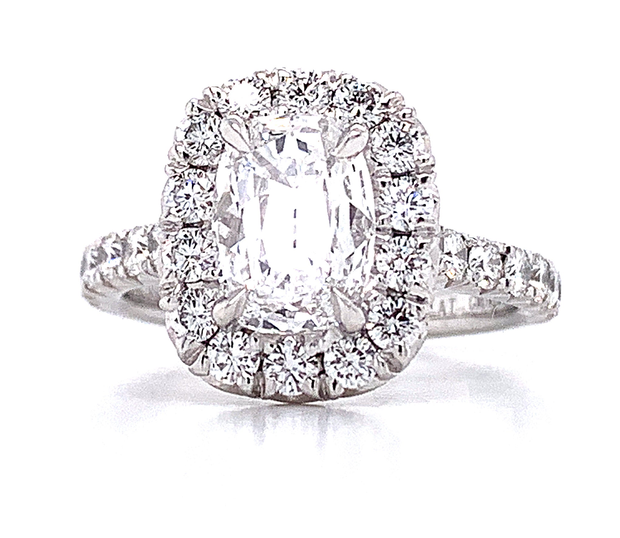 Henri Daussi Cushion Cut 1.85ct t.w. Halo Engagement Ring - HANIKEN JEWELERS NEW-YORK