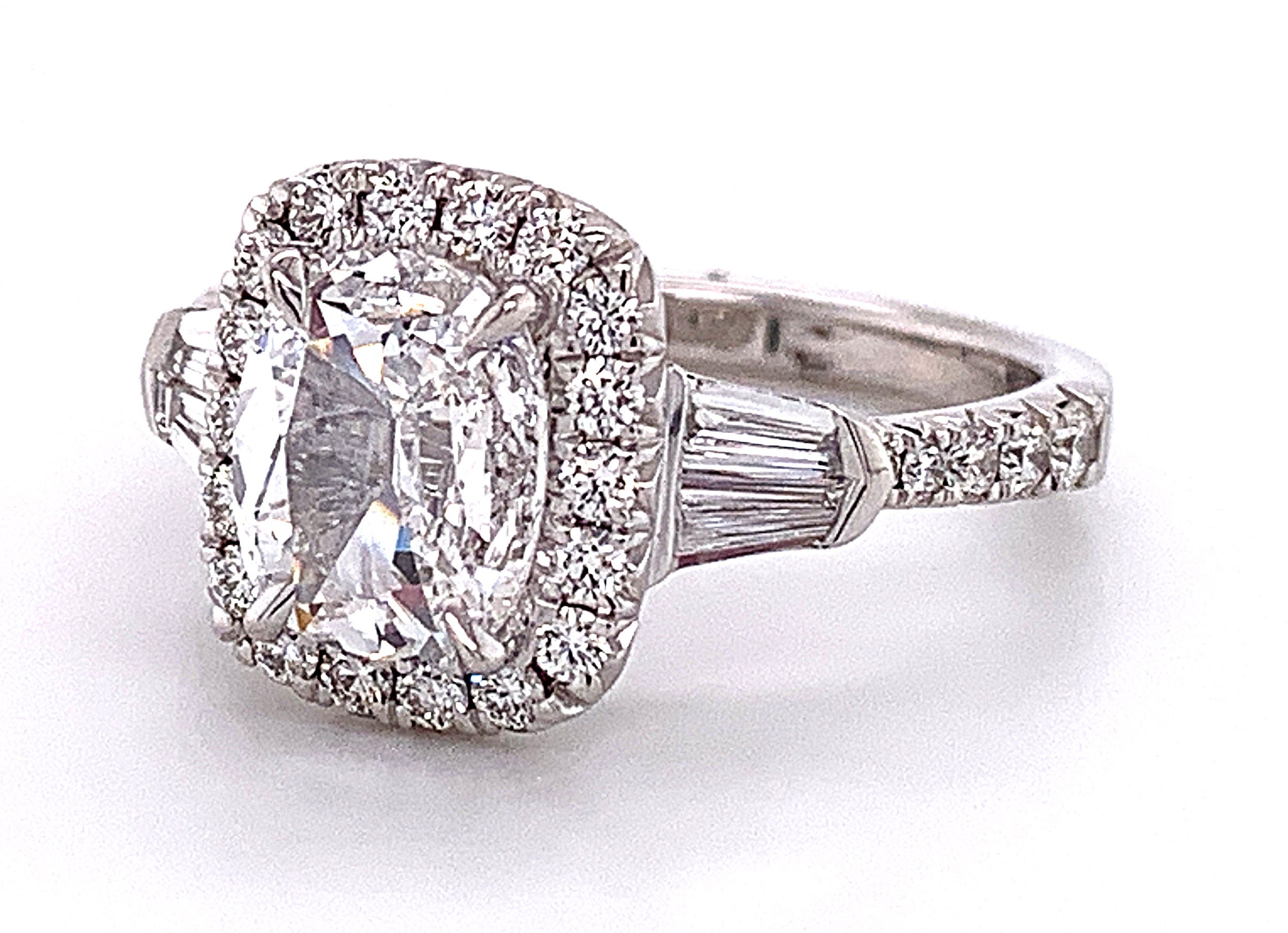 1.91CT T.W. Henri Daussi Cushion Cut Halo Engagement Ring - HANIKEN JEWELERS NEW-YORK