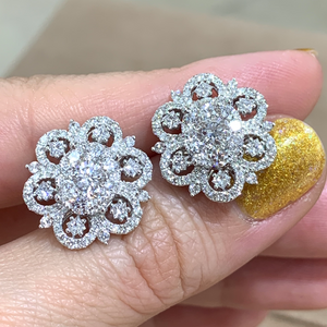 2.75cts Flower Motif Diamond Earrings