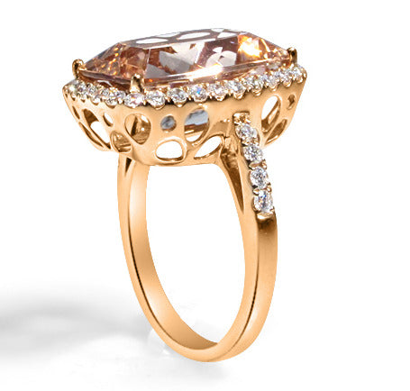 8.49carat Rose Gold Diamond Morganite Ring