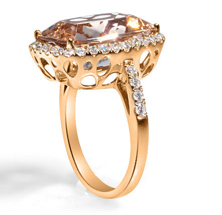 8.49carat Rose Gold Diamond Morganite Ring