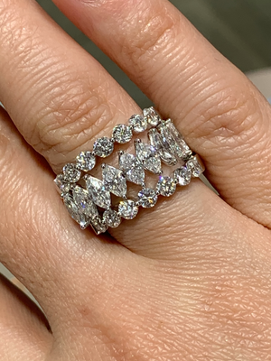 Marquise Cut 1.94ctw Diamond Eternity Halfway Ring