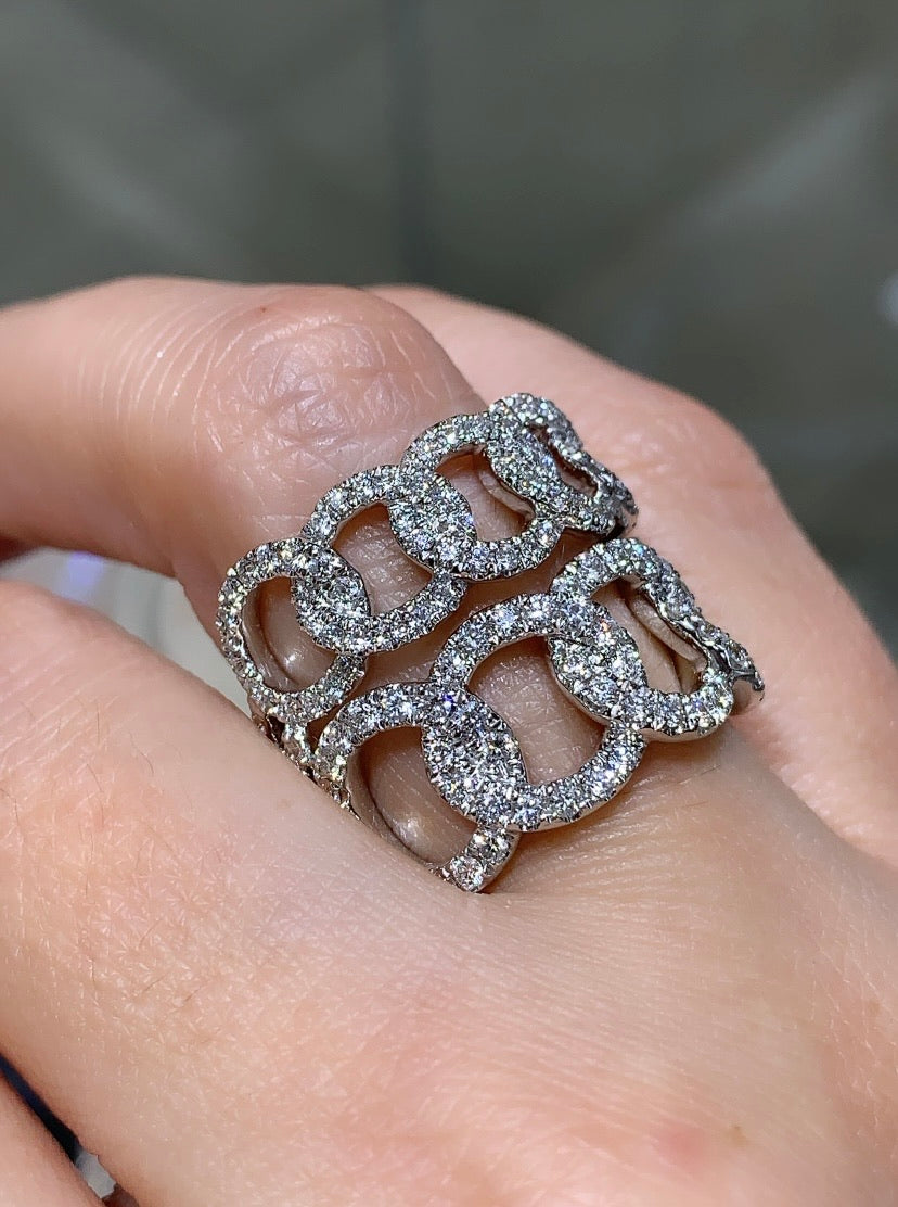 Diamond Double Link Fancy Ring - HANIKEN JEWELERS NEW-YORK