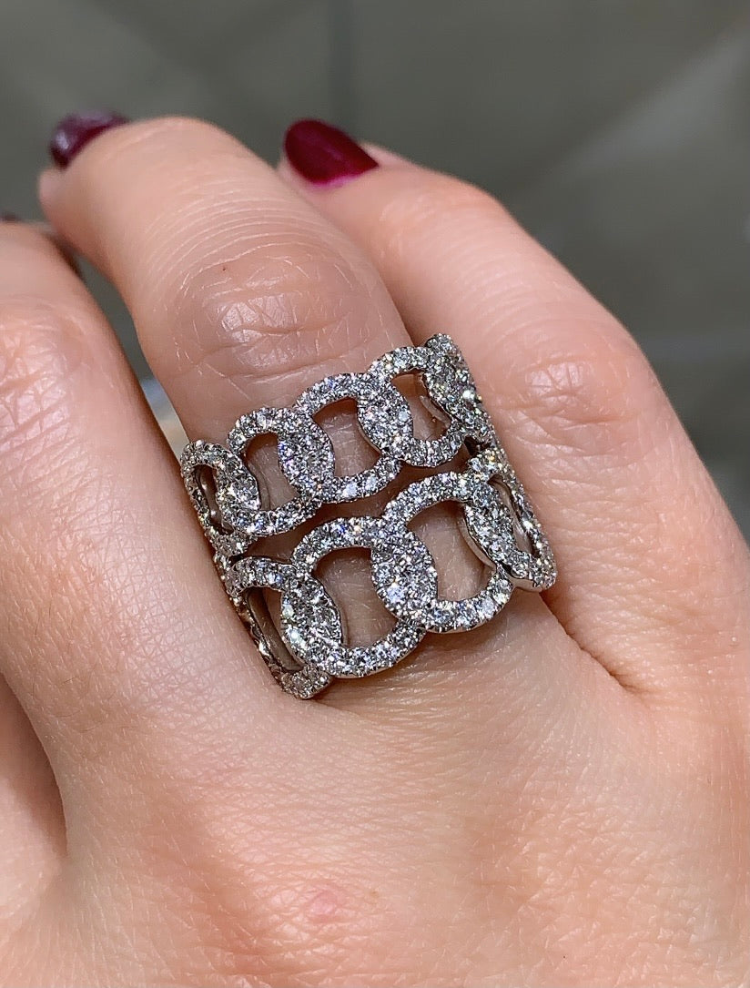 Diamond Double Link Fancy Ring - HANIKEN JEWELERS NEW-YORK