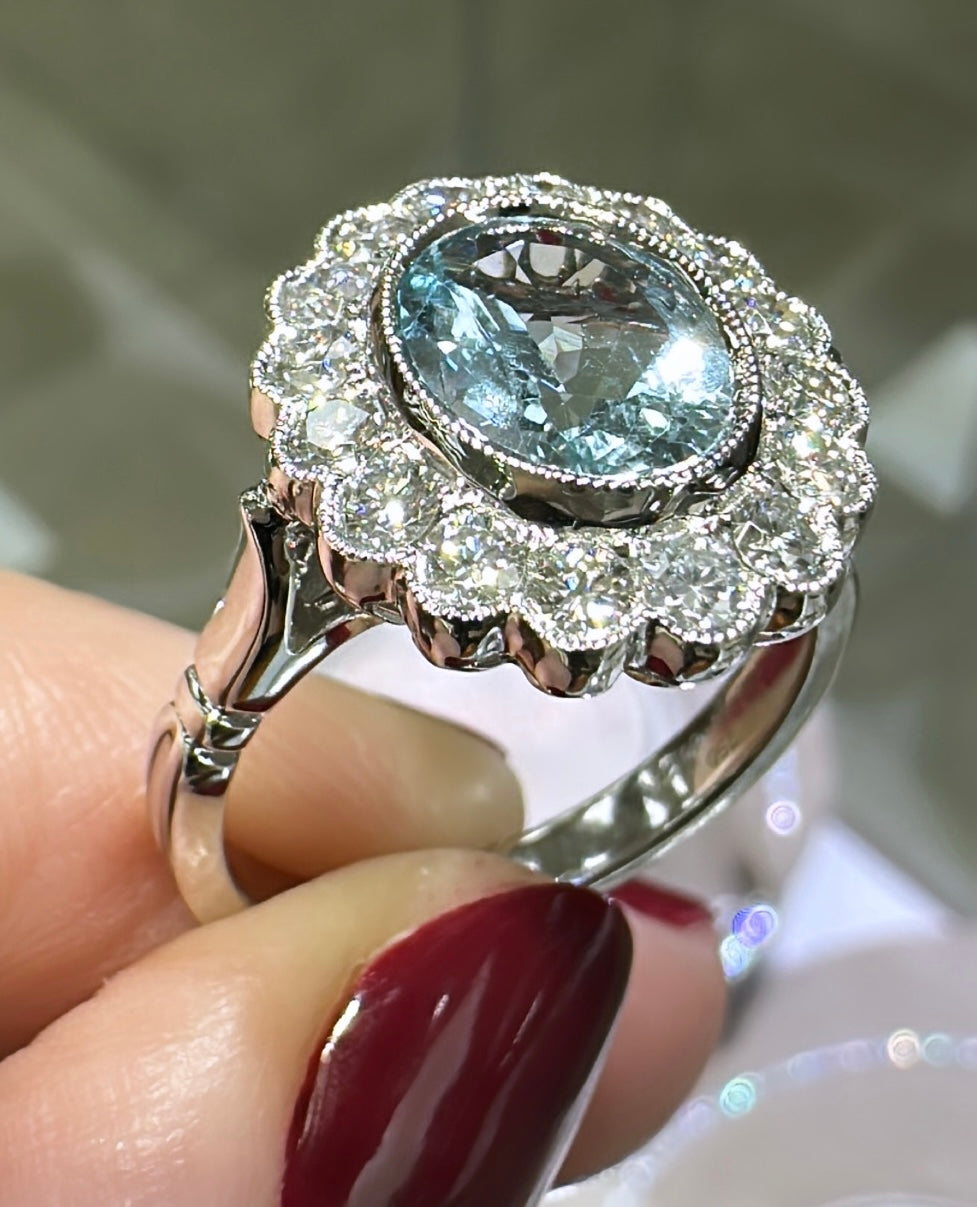 1.41carat Aquamarine & Diamond Cocktail Ring