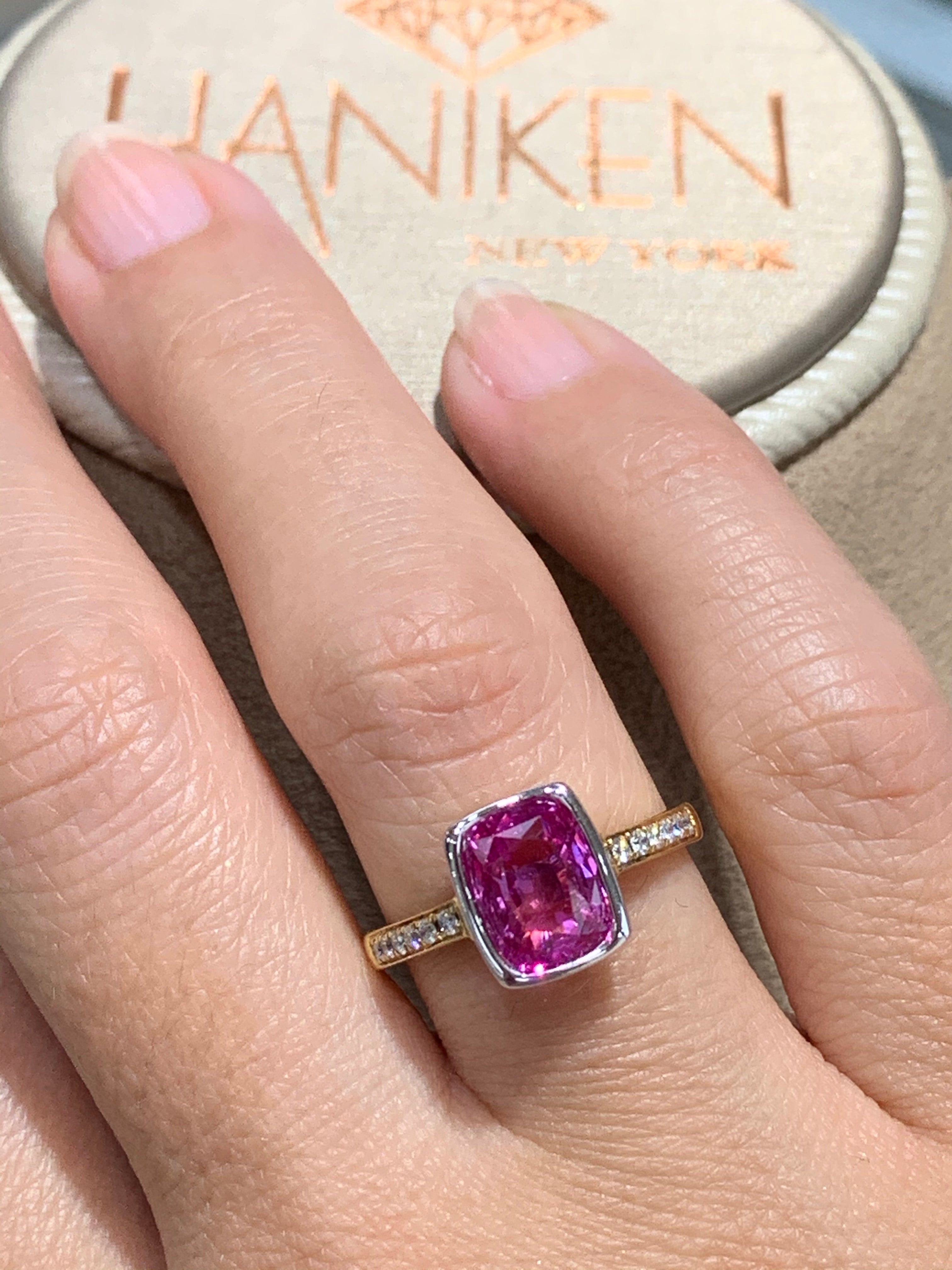 Pink Sapphire 2.84ct and Diamond Cocktail Ring - HANIKEN JEWELERS NEW-YORK