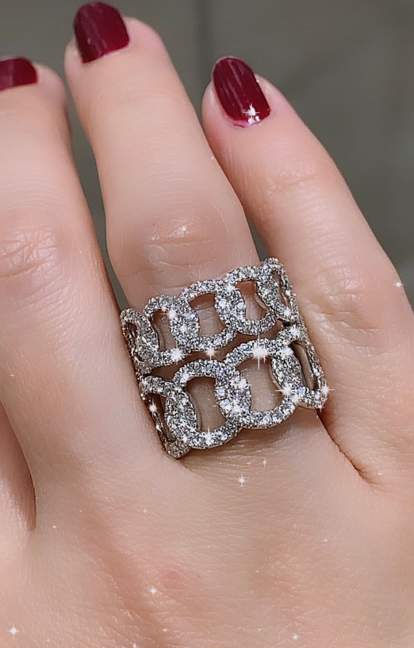 Diamond Double Link Fancy Ring - HANIKEN JEWELERS NEW-YORK