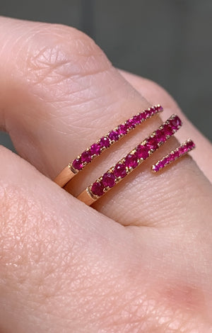 0.67ctw Ruby 3 Row Wrap Ring