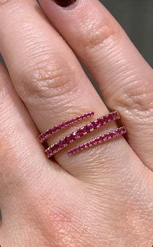 0.67ctw Ruby 3 Row Wrap Ring