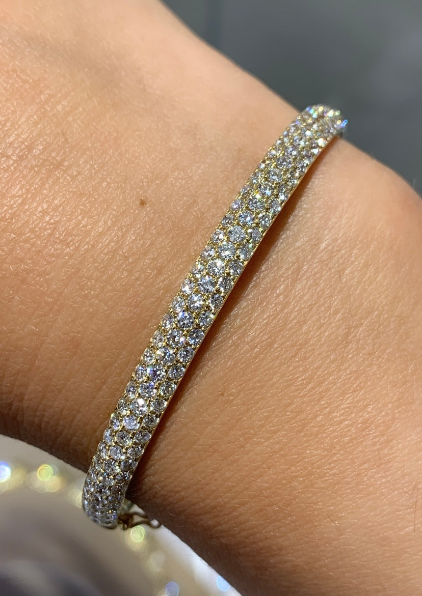 14K White Gold 5.0 Carat Multi Row Diamond Bracelet For Sale at 1stDibs