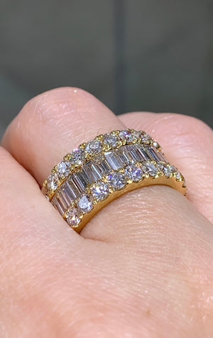 3.57ctw Baguette & Round Brilliant Cut Diamond Anniversary Ring - HANIKEN JEWELERS NEW-YORK