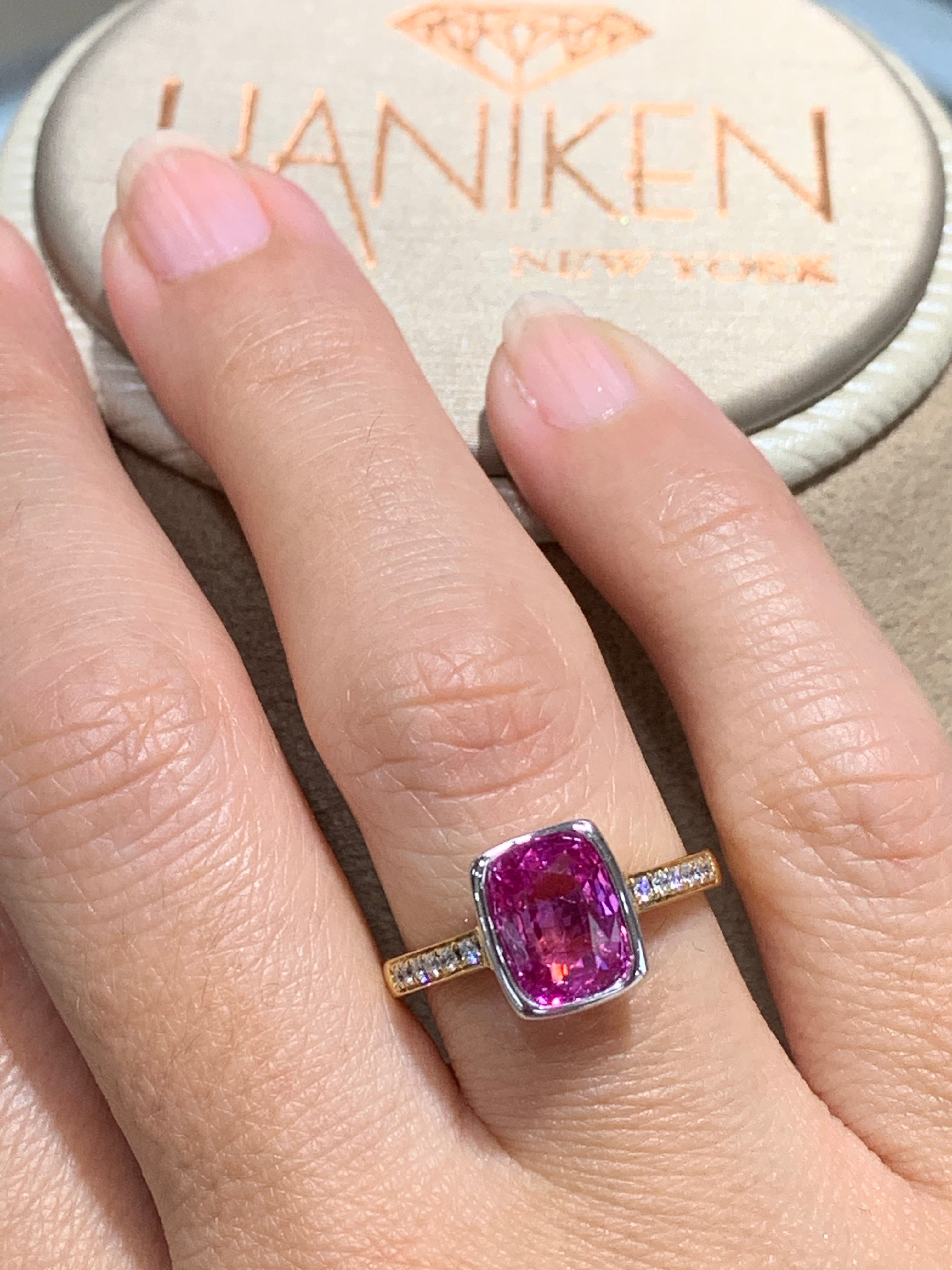 Pink Sapphire 2.84ct and Diamond Cocktail Ring - HANIKEN JEWELERS NEW-YORK