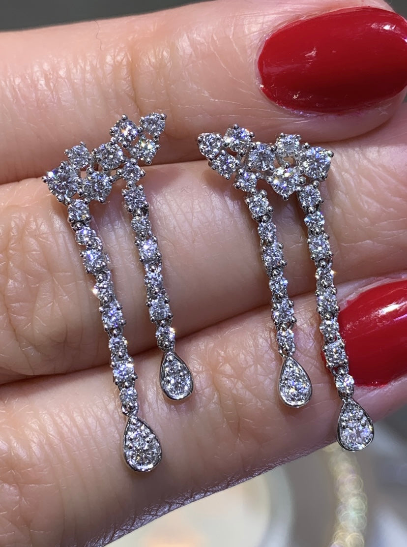 1.53ct tw Bridal Fancy Drop Dangling Diamond Earrings