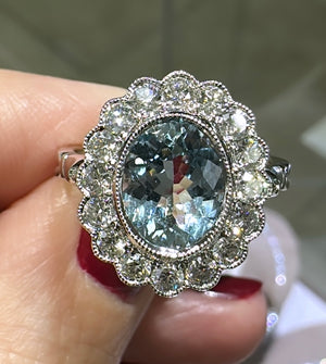 1.41carat Aquamarine & Diamond Cocktail Ring