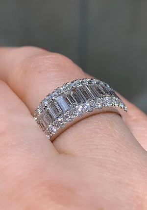 Baguette and Round Cut Diamond Ring 1.58ct t.w.