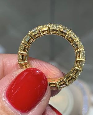 Radiant Cut Fancy Yellow Diamond Eternity Ring 6.99ctw