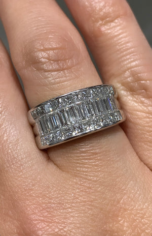 Baguette And Princess Cuts Diamond Wide Band 2.80ctw