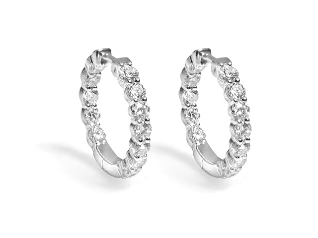 0.96ctw Inside And Out Diamond Hoops - HANIKEN JEWELERS NEW-YORK