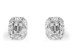 0.92CT T.W. Diamond Emerald Cut Halo Studs - HANIKEN JEWELERS NEW-YORK