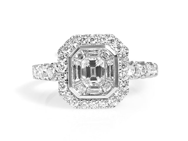 Octagon Emerald Cut Diamond Coctail Ring - HANIKEN JEWELERS NEW-YORK