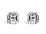 Ladies Diamond Round and Baguette Stud Earrings - HANIKEN JEWELERS NEW-YORK