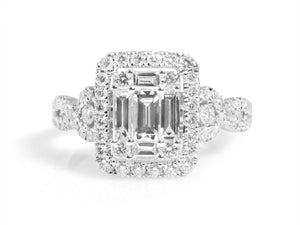 1.02Ct T.W. Fancy Baguette & Round Diamond Ring