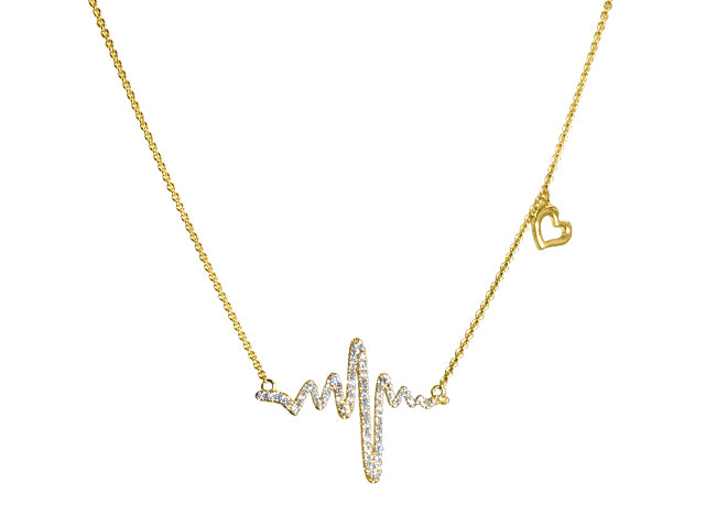 Heart Beat Yellow Gold and Diamond Necklace