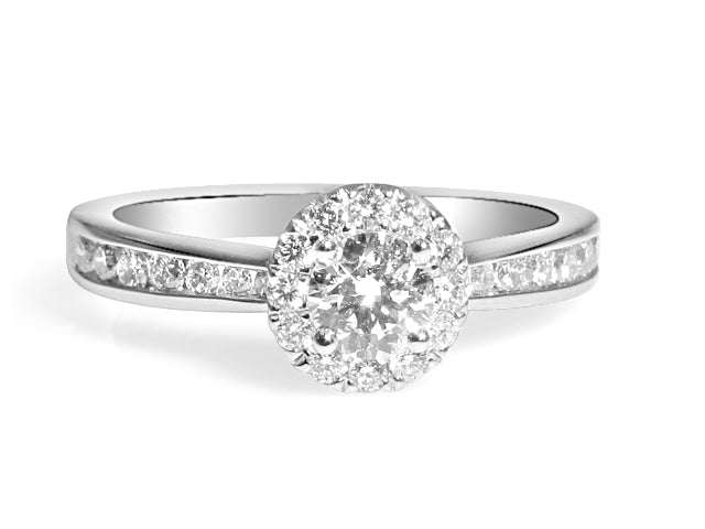 Round Brilliant-cut Shape Diamond Halo White Gold Ring