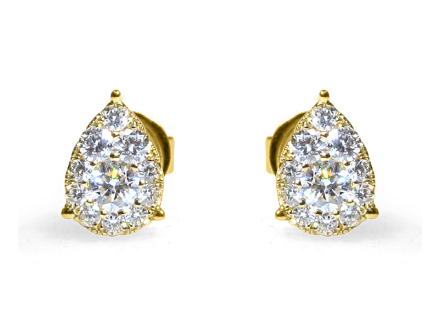 Pear Shape Diamond Stud Earrings 0.39ctw - HANIKEN JEWELERS NEW-YORK