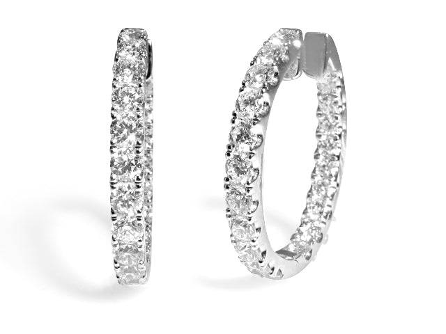 3.04ctw Ladies Diamond Hoop Earrings - HANIKEN JEWELERS NEW-YORK