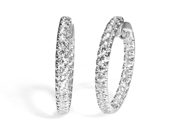 1.92ctw Ladies Diamond Hoop Earrings - HANIKEN JEWELERS NEW-YORK